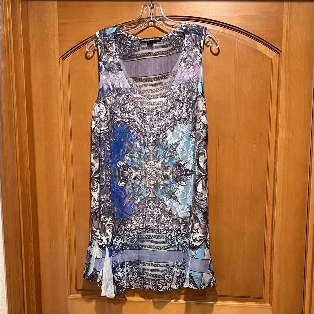 Sienna Sage Blue and Gray Patterned Dress